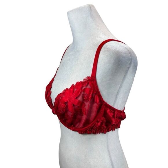 Victoria’s Secret Red Lace‎ Low Cut Demi Unpadded Bra Size 38C - Picture 10 of 12